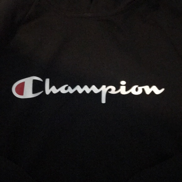 Champion Black Hooded Sweatshirt with Kangaroo Pocket- Youth Medium NWOT - Picture 2 of 3